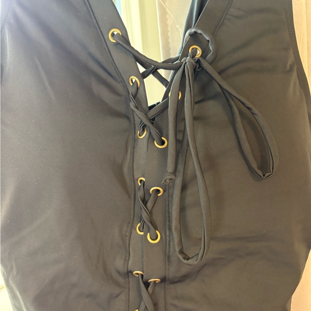 Black Lace-Up bathing suit